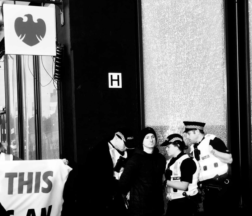 Barclays 2 activist getting arrested by police